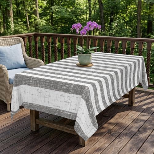 Rectangle Tablecloth, Farmhouse Gray Geometric Line Waterproof Table
