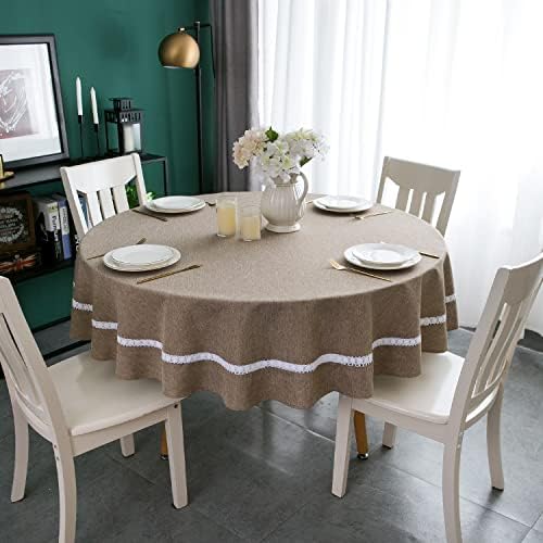 EHouseHome Heavy Duty Fabric Tablecloth with White
