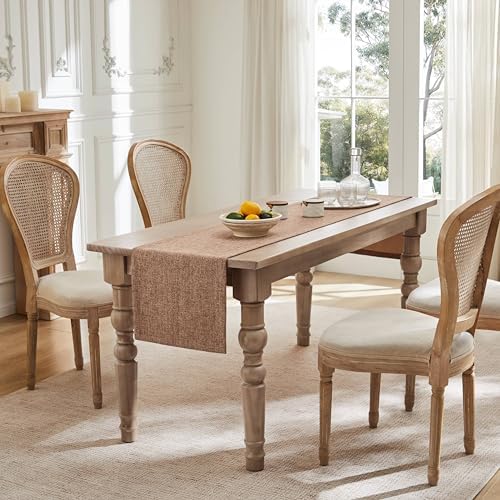 ZeeMart Burlap Style Farmhouse Table Runner, 14x72 Inches Brown