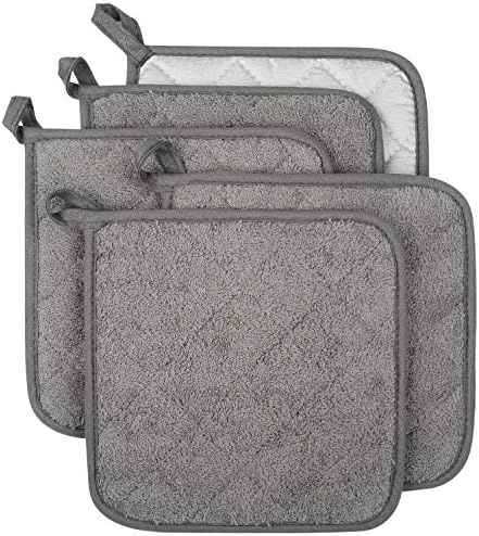 Pot Holders for Kitchen, 100% Cotton Terry Pot Holder Set of 5, Heat