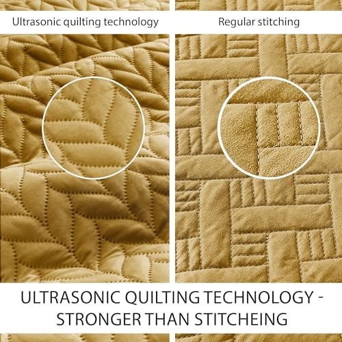 MOONLIGHT20015 King Quilt Bedding Set Ochre Bedspread Coverlet
