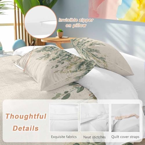 Spring Eucalyptus Bedding 3 Piece Duvet Cover Set Queen Size, Summer