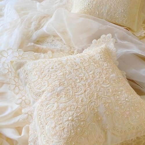 Floral Beaded Throw Pillow Cover Embroidery French Style Pillowcase
