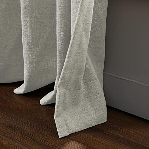 TWOPAGES Light Gray Linen Textured Pinch Pleated Curtain 108 Inches