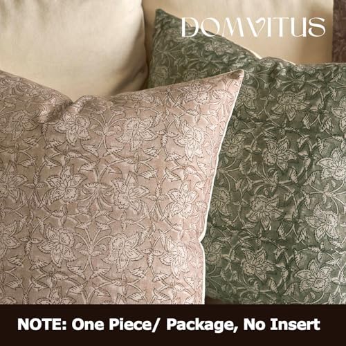 DOMVITUS Floral Pillow Covers 20x20 Throw Pillow Covers Block Print