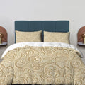 Beige Paisley Elegance 100% Cotton Duvet Cover Set Queen Size, Vintage