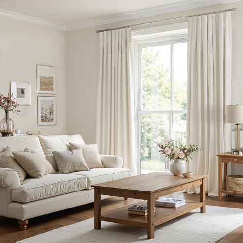 100% Blackout Curtains 84 Inch Length 2 Panels Set Neutral Elegant