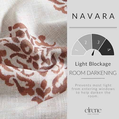 Threadmade Navara Medallion Room Darkening Window Curtain, Cinnamon