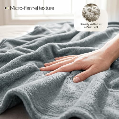 Soft Fleece Throw Blanket for Sofa Couch, Cool Grey (50x60 Inch)