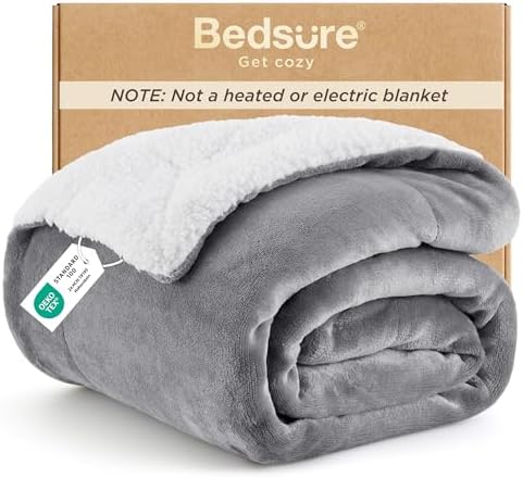 Bedsure GentleSoft Sherpa Fleece Twin Blanket for Couch, Non-Heated