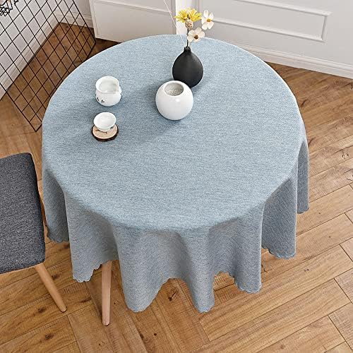 Round Tablecloth Linen Style Fabric Table Cloth Kitchen Dining Coffee