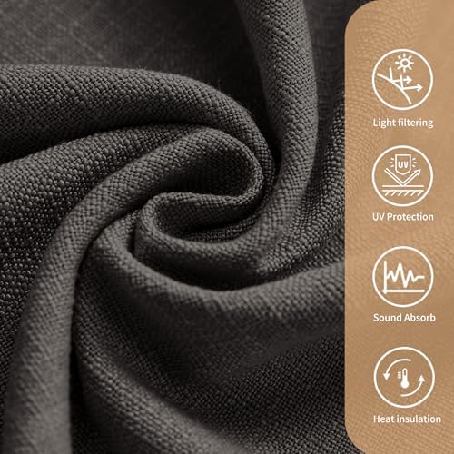 LUSTROWIN Natural Linen Curtains 108 Inches Long for Living Room