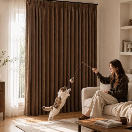 Linen Blackout Curtains Double Sided for Living Room, Thick Textured