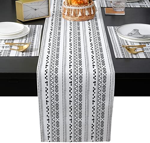 Bohomia Table Mats Set of 4 With Table Runner 90 Inches Long,Cotton