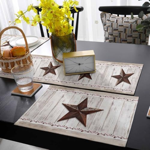 Country Star Table Runner and Placemats Set of 4 Farmhouse Barn Rustic