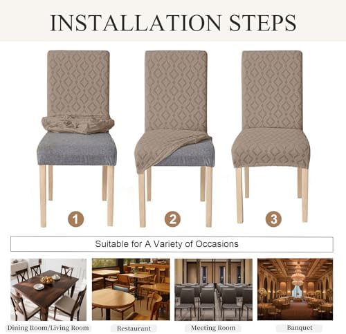 Genina Waterproof Dining Chair Covers Set of 4, Stretch Chair