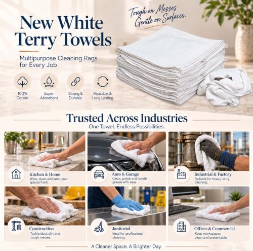 New 100% Cotton Bulk Terry Towels for Cleaning - 600 lbs Pallet