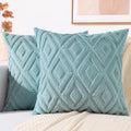 decorUhome Fall Faux Fur Light Teal Throw Pillow Covers 20x20 Set of 2