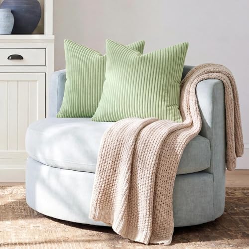 Softalker Throw Pillow Covers 18x18, Set of 2 Decorative Soft Corduroy