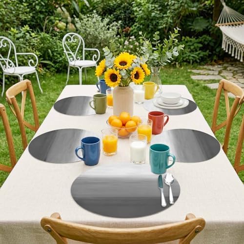 Abstract Gray Gradient Faux Leather Placemats Set of 6, 15in