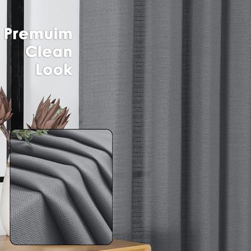OWENIE Bob Dark Grey Curtains 63 Inch Length 2 Panels Set for Living