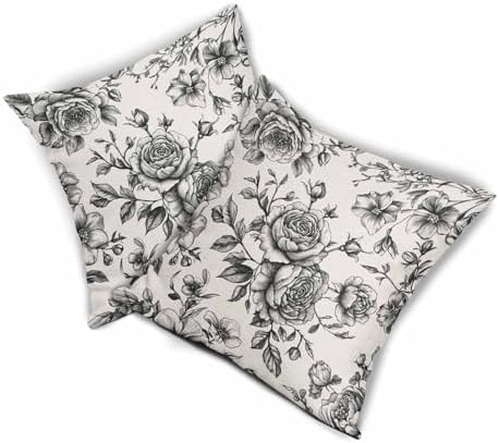 Black and White Floral Throw Pillow Covers Boho Cushion Case