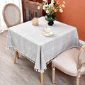 Plaid Farmhouse Tablecloth Checkered Cotton Linen Heavy Weight Table