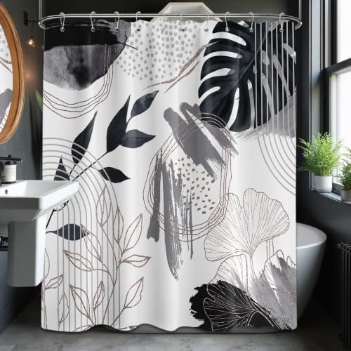 Charcoal Grey and White Shower Curtain, 72x72 in