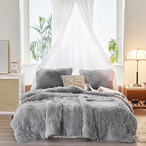 Flysheep Luxury Faux Fur King Size Winter Comforter Set Shaggy Velvet