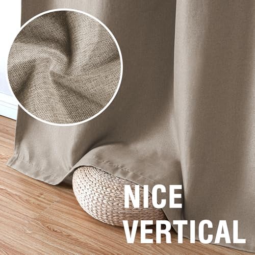 H.VERSAILTEX Linen Blackout Curtains 84 Inches Long for Bedroom/Living