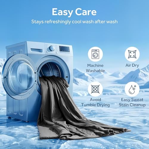 EASELAND Cooling Comforter Set Queen Size for Hot Sleepers,Dark Gray