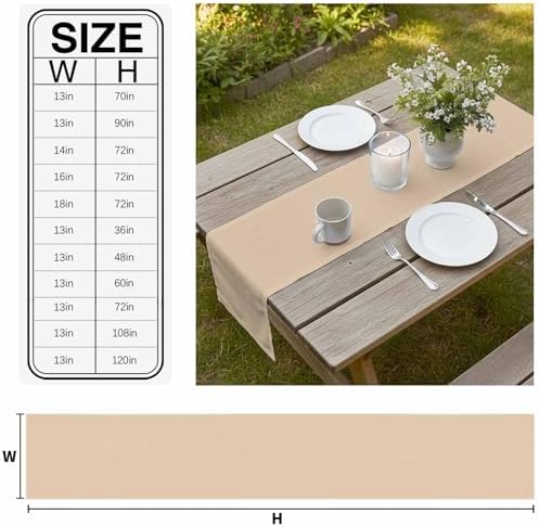 Khaki Solid Color Table Runner 108 Inch Long Dresser Scarves Linen
