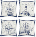 Bonhause Nautical Sailing Throw Pillow Covers 20 x 20 Inch Set of 4