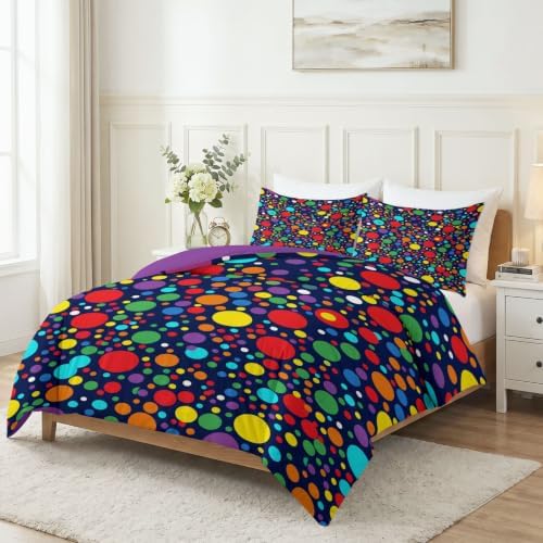 King Duvet Cover Set Soft Microfiber Geometry Polka Dots