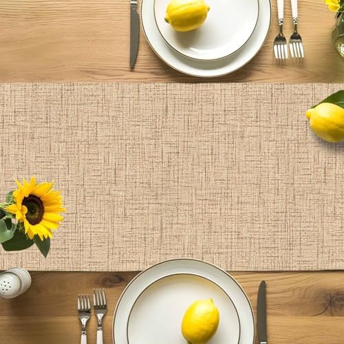 Minimalist Beige Table Runner for Dining Table Rustic Neutral Modern