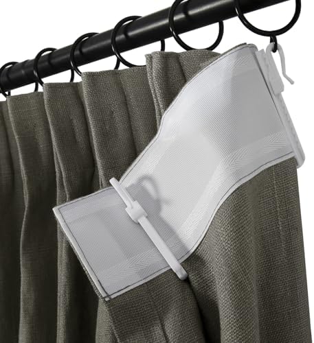 TWOPAGES Pinch Pleated Linen Curtains 108 Inches Long Stone Grey