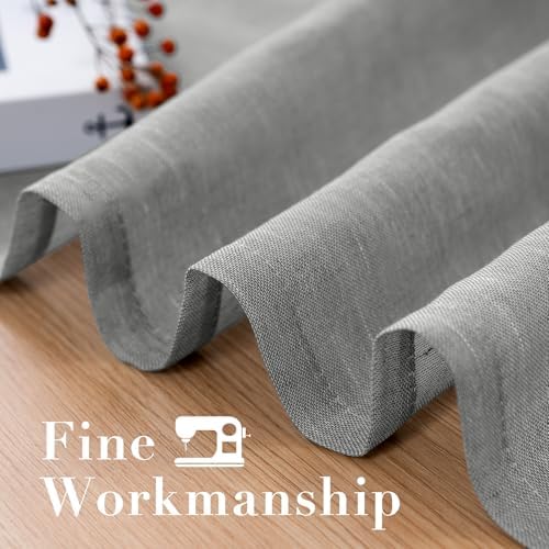 H.VERSAILTEX Grey Linen Sheer Curtains 63" 2 Panels Grommet