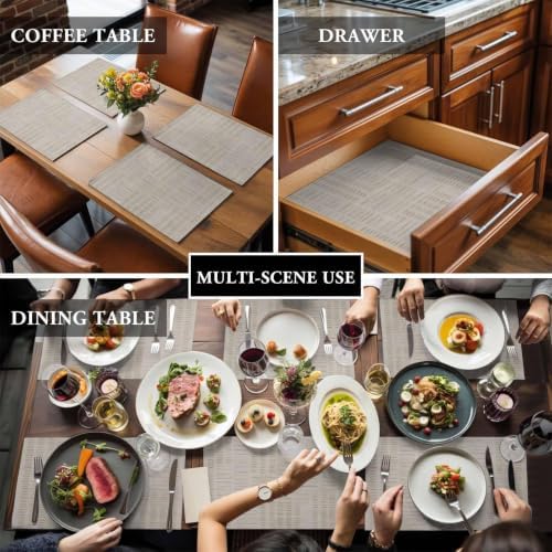 Abstract Grey Placemats Set of 8, Cotton Linen Fabric Place Mats