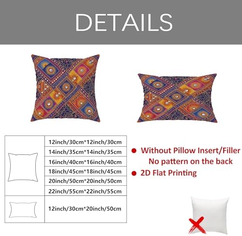 Sunburst Throw Pillow Covers Set of 2, Bohemian Ethnic Geometric