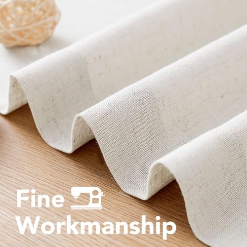 H.VERSAILTEX Natural Linen Grommet Curtains 84 Inch Length for Living