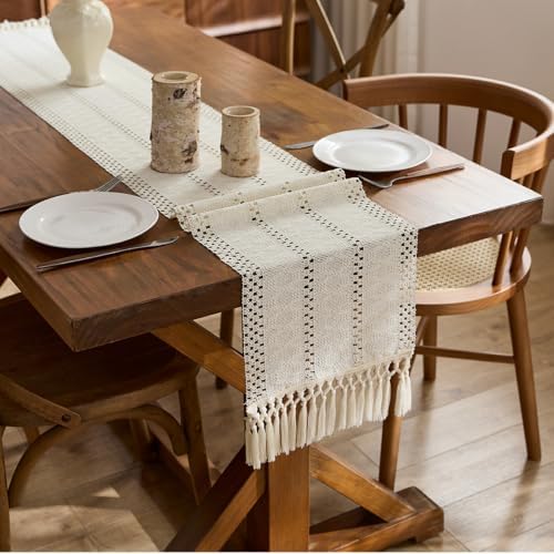 Baccessor Beige Farmhouse Table Runner for Fall Home Decor