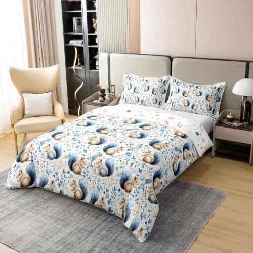 Castle Fairy Watercolor Squirrel Winter 100% Cotton Duvet Cover Set