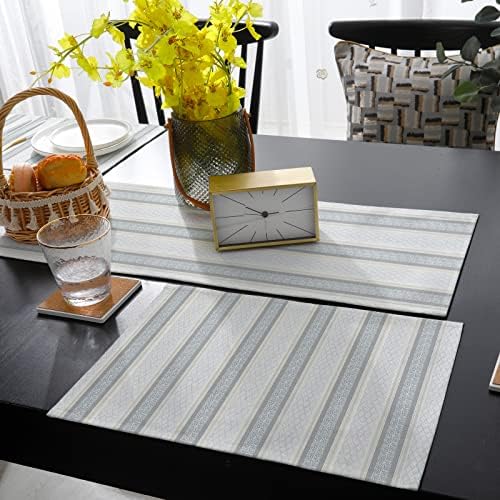 Geometric Stripes Table Mats Set of 4 With Table Runner 90 Inches