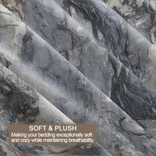 Abstract Marble Duvet Cover King Size, Realistic Marble Look Bedding