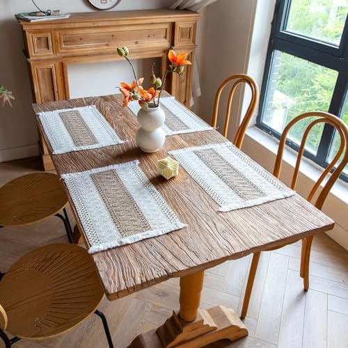 Rectangular Placemat Set of 4, Cotton Linen Place Mats Heat Resistant