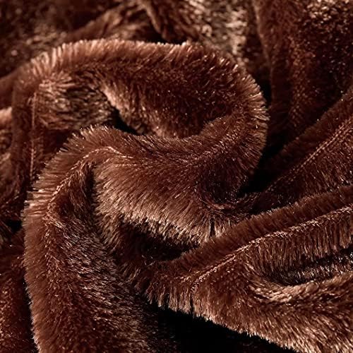 YUSOKI Long Faux Fur King Size Blanket, Brown, 90" x 104"