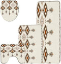 Western Boho Bath Mat Beige Aztec Abstract Retro Native Minimalist