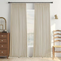 Cream Beige Linen Blackout 120 Inch Curtains for Living Room 2 Panels