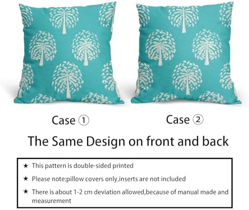 Aqua White Tree Pillow Covers 22X22 Inch Set of 2 Vintage Boho