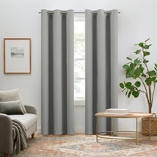 Eclipse Pembroke 100% Blackout, Faux Linen Grommet Window Curtains